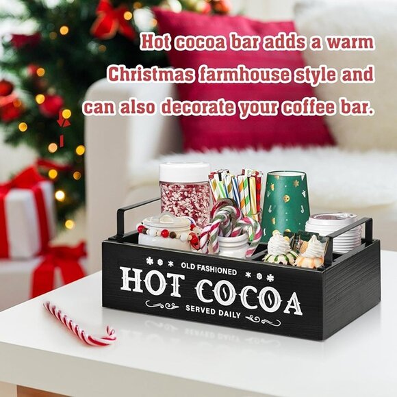 NEW Hot Chocolate Bar Organizer with Handle, Farmhouse Hot Cocoa Bar Supplies - Picture 7 of 8